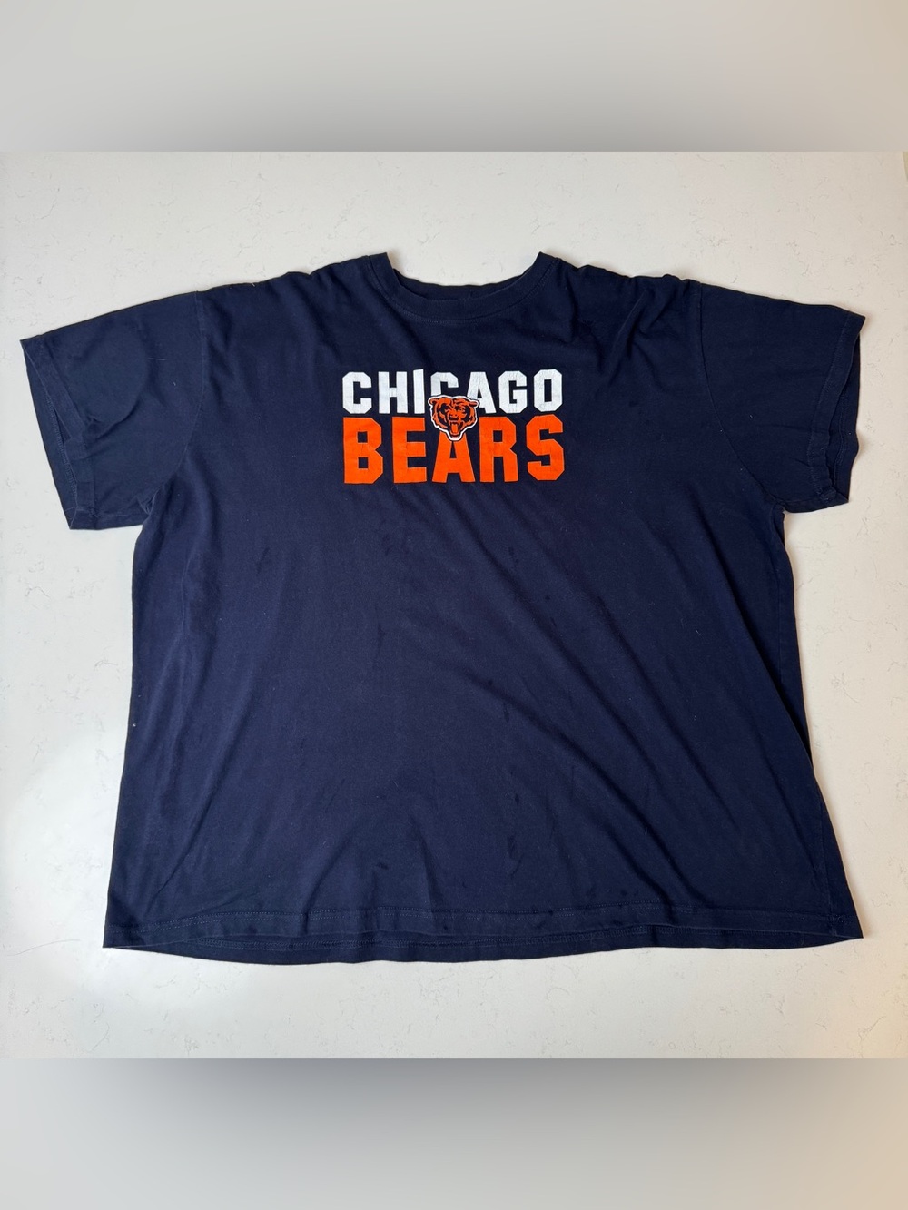 Fanatics Navy Chicago Bears Logo Tee with Orange Accents